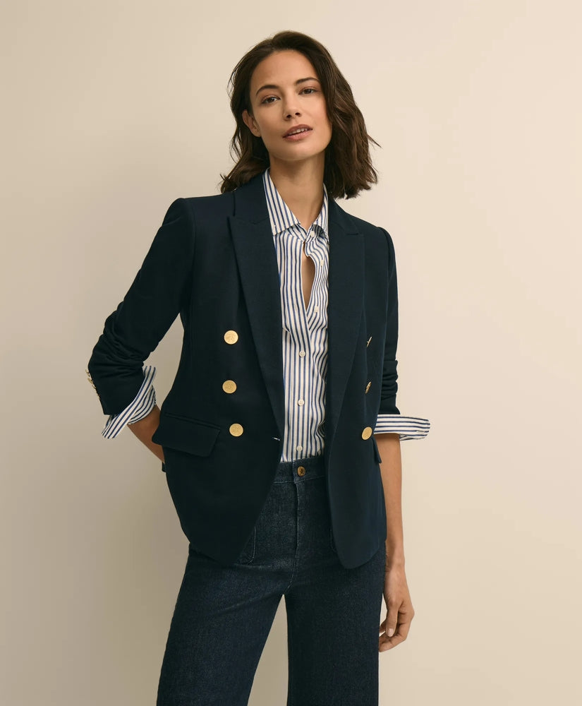 Women Cotton Knit Double-Breasted Blazer - Brooks Brothers Near me