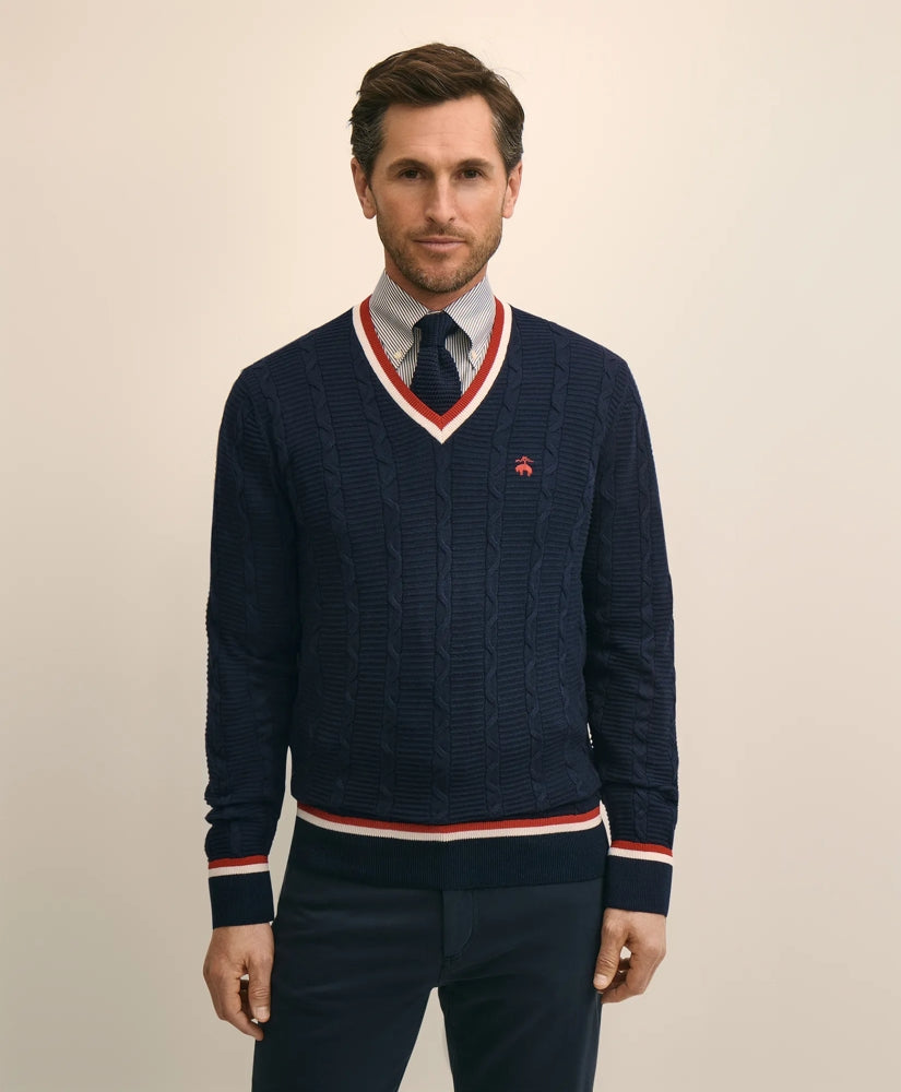 Men Cotton Lightweight Tennis Sweater - Brooks Brothers Outlet