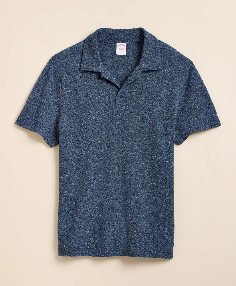 Men Cotton-Linen Pique Johnny Collar Shirt - Brooks Brothers Gift