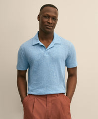 Men Cotton-Linen Pique Johnny Collar Shirt - Brooks Brothers Gift