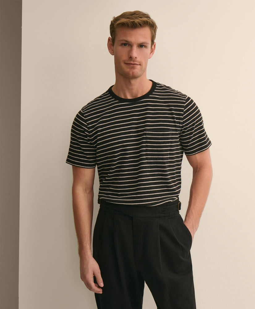 Shirts Cotton Indigo-Dyed Mariner Stripe T-Shirt - Brooks Brothers Near me