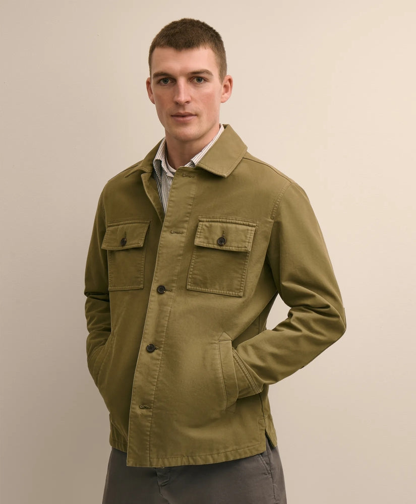 Men Cotton Military Shirt Jacket - Brooks Brothers sale