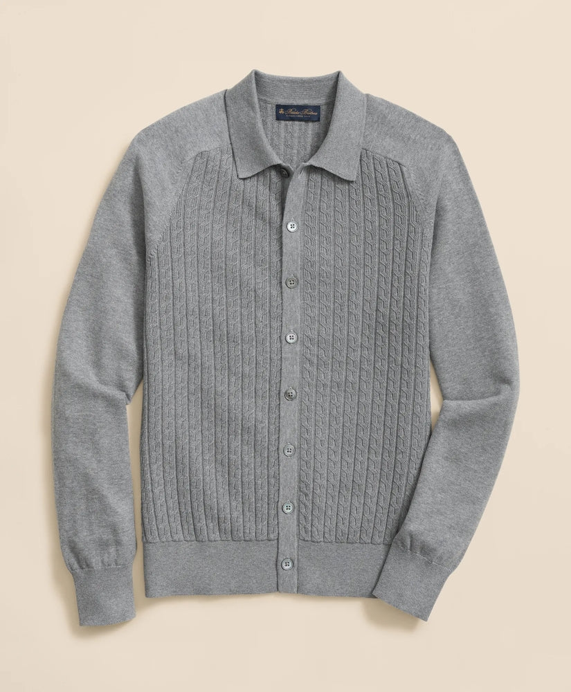 Sale Cotton Mini-Cable Polo Cardigan - Brooks Brothers Near me