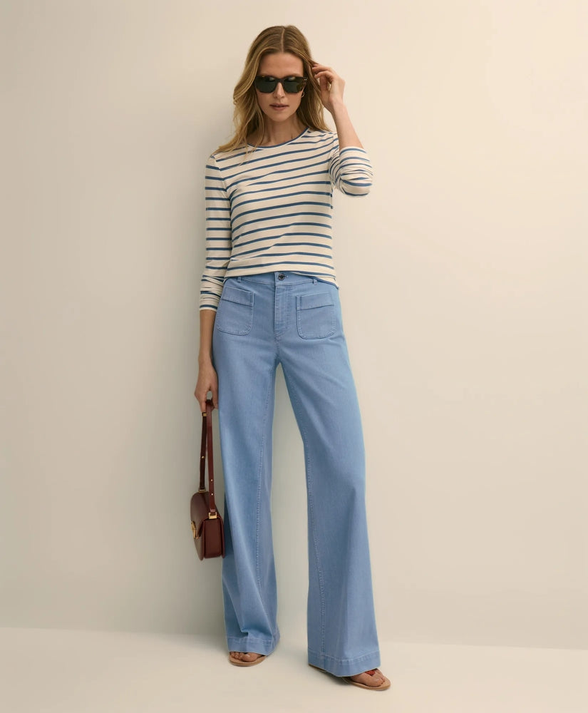 Women Cotton-Modal Blend Mariner Stripe Long-Sleeve T-Shirt - Brooks Brothers Outlet