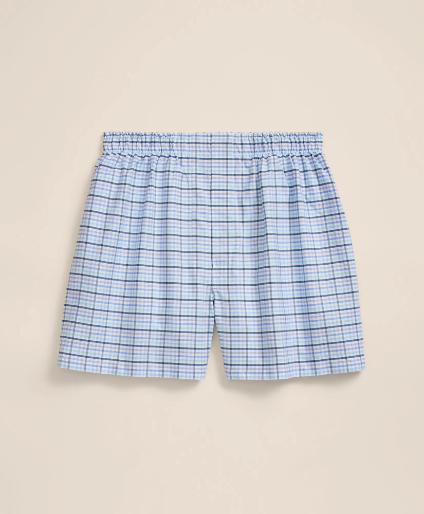 Men Cotton Oxford Check Boxers - Brooks Brothers Discount