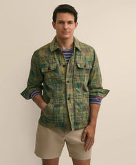 Men Cotton Patchwork Madras Shirt Jacket