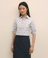 Sale Cotton Poplin Pinstripe Embellished Shirt - Brooks Brothers For sale