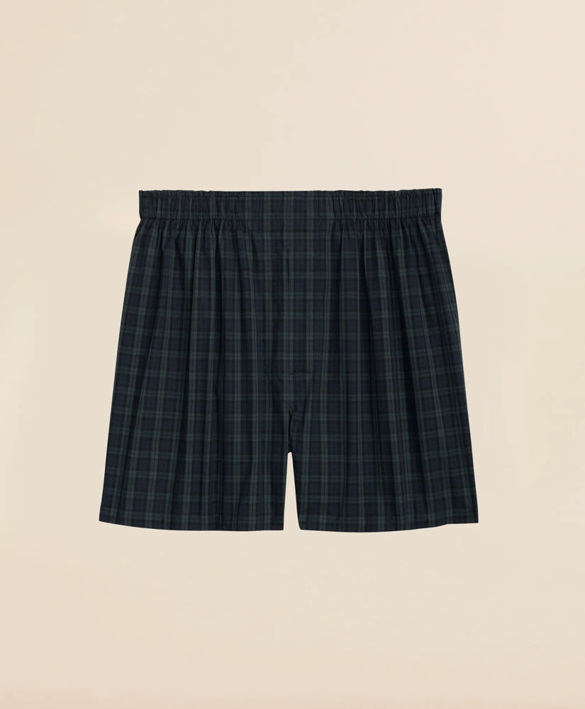 Men Cotton Poplin Black Watch Tartan Boxers - Brooks Brothers On sale