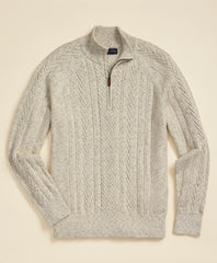 Men Cotton Quarter-Zip Mouline Fisherman Military Sweater