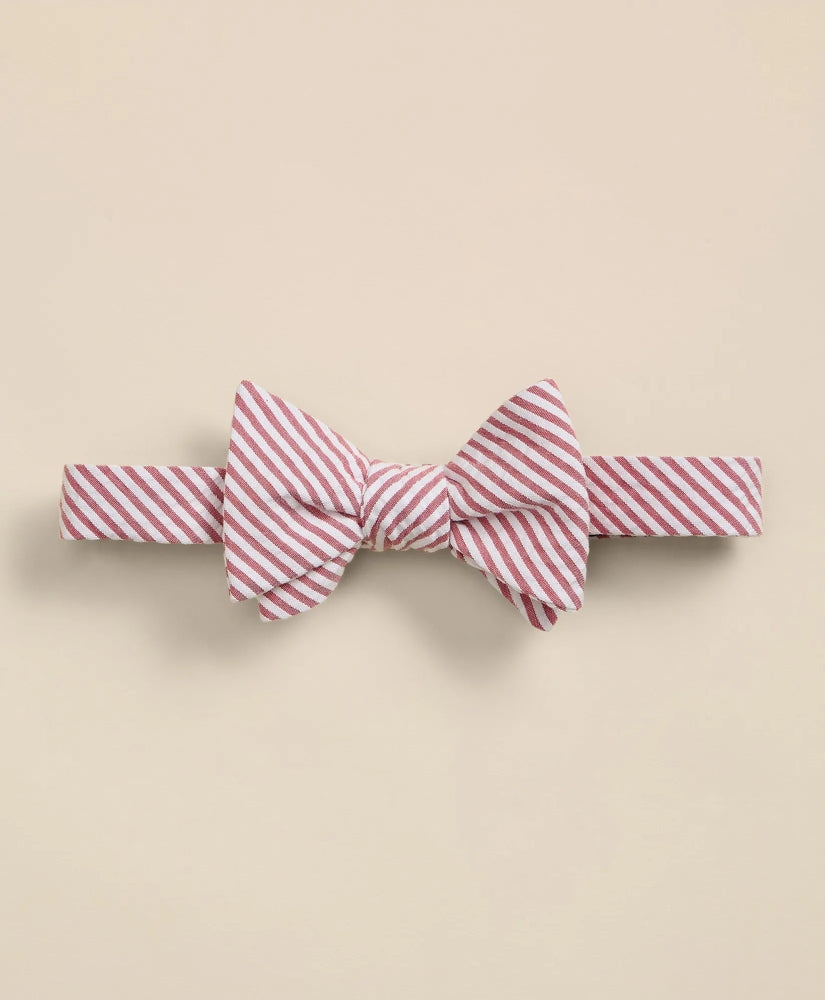 Men Cotton Seersucker Stripe Bow Tie - Brooks Brothers Online