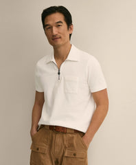 Men Cotton Sueded-Jersey Quarter-Zip - Brooks Brothers On sale
