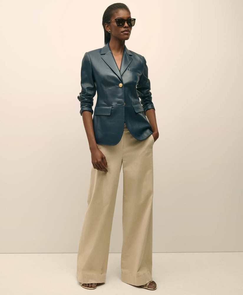 Women Cotton Twill Wide-Leg Pant - Brooks Brothers Gift
