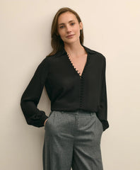 Sale Crepe Open V-Neck Blouse - Brooks Brothers Discount