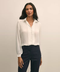 Sale Crepe Open V-Neck Blouse - Brooks Brothers Discount