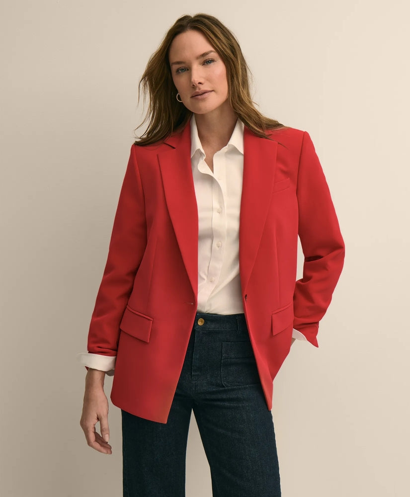Women Crepe Relaxed-Fit Jacket - Brooks Brothers