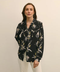 Sale Crepe Viscose Relaxed Bird-Print Blouse