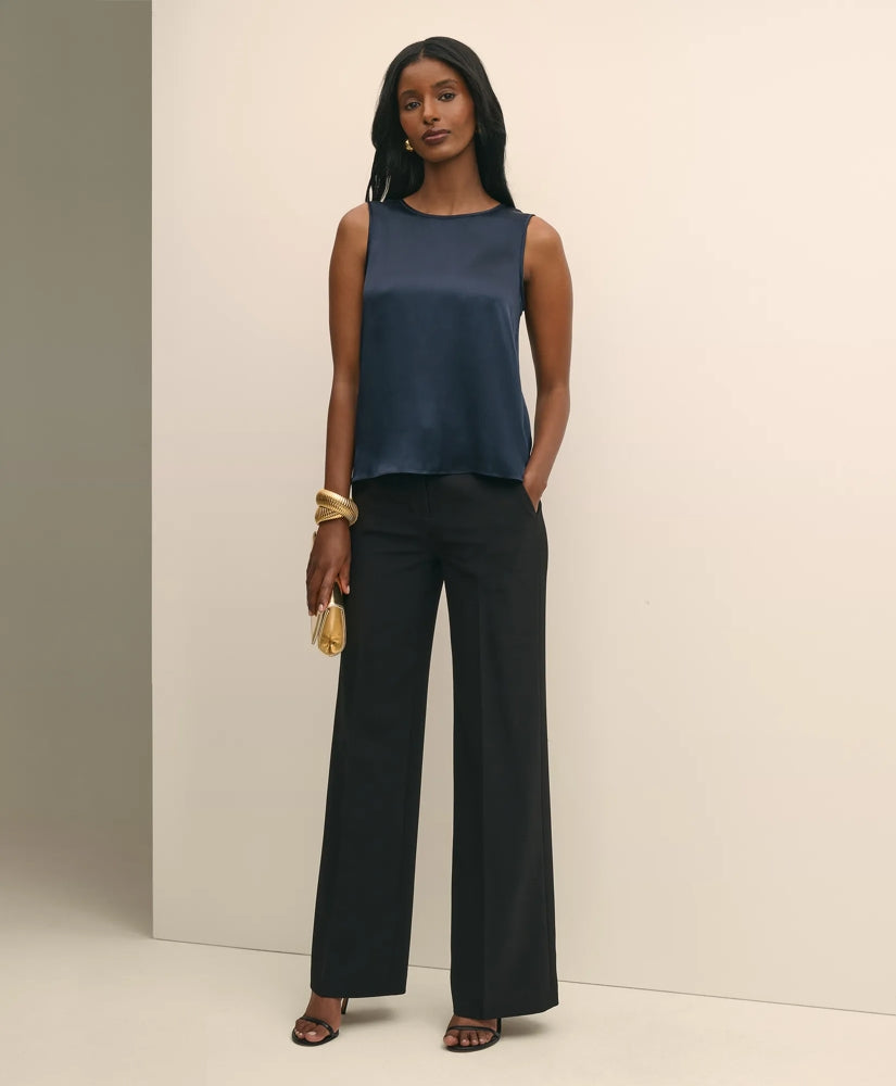 Women Crepe Wide-Leg Pants - Brooks Brothers