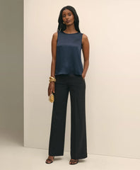Women Crepe Wide-Leg Pants - Brooks Brothers