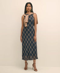 Sale Crinkle Chiffon Plaid Maxi Dress - Brooks Brothers Outlet