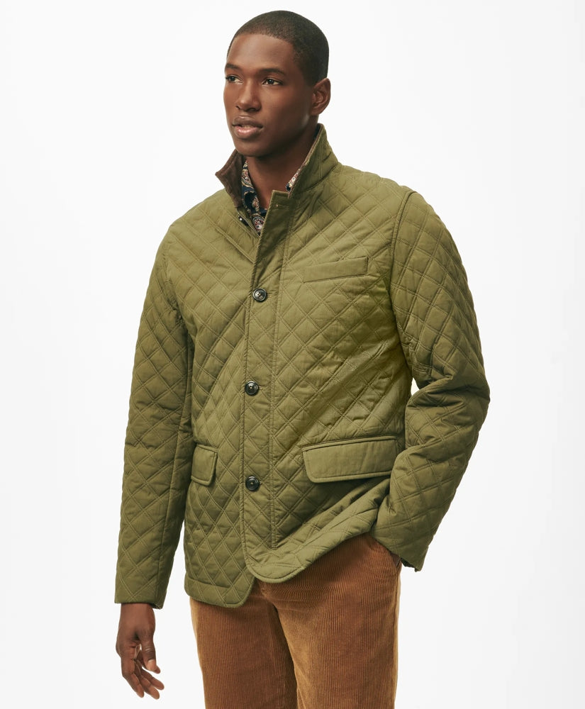 Men Diamond-Quilted Blazer in Cotton Blend - Brooks Brothers Discount