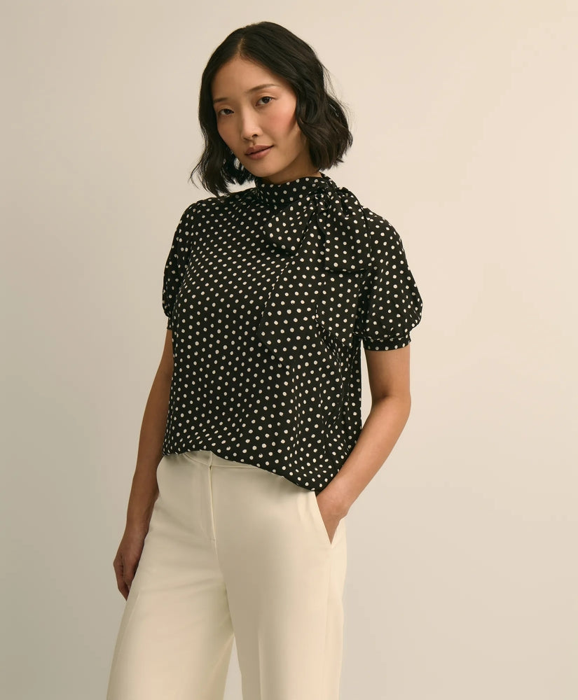 Sale Dot-Print Tie-Neck Blouse