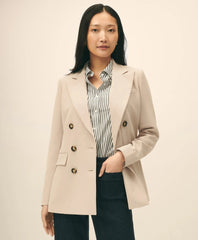 Women Double-Breasted Peak Lapel Jacket in Fine Twill Stretch Crepe - Brooks Brothers US