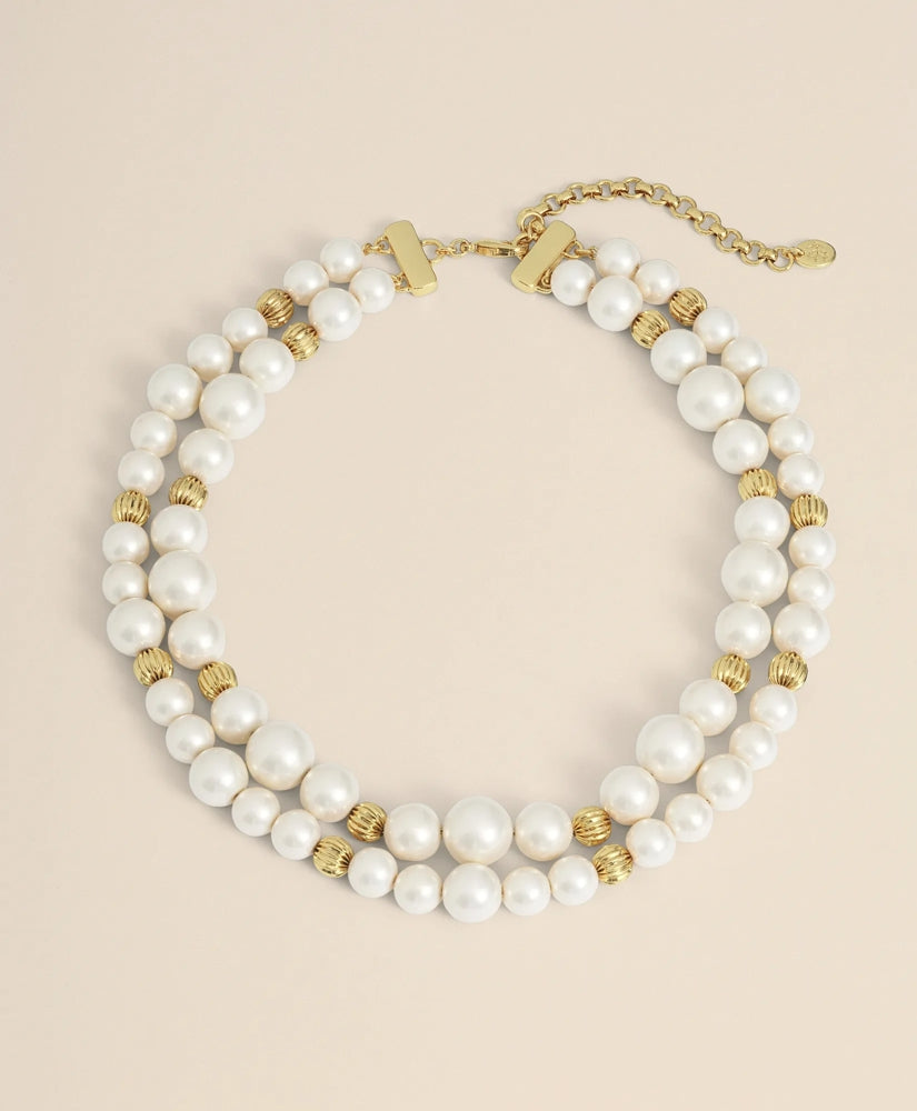 Women Double Strand Gold-Tone Faux-Pearl Necklace - Brooks Brothers On sale