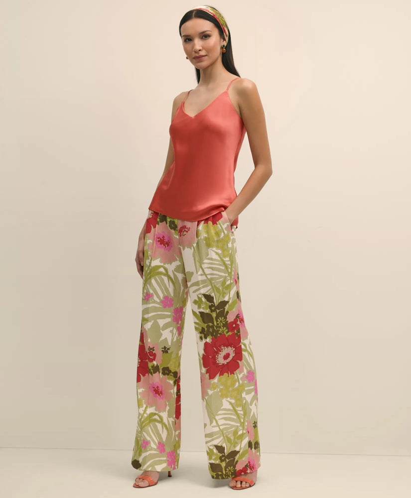 Sale Drapey Linen-Blend Wide-Leg Floral Trousers - Brooks Brothers Discount