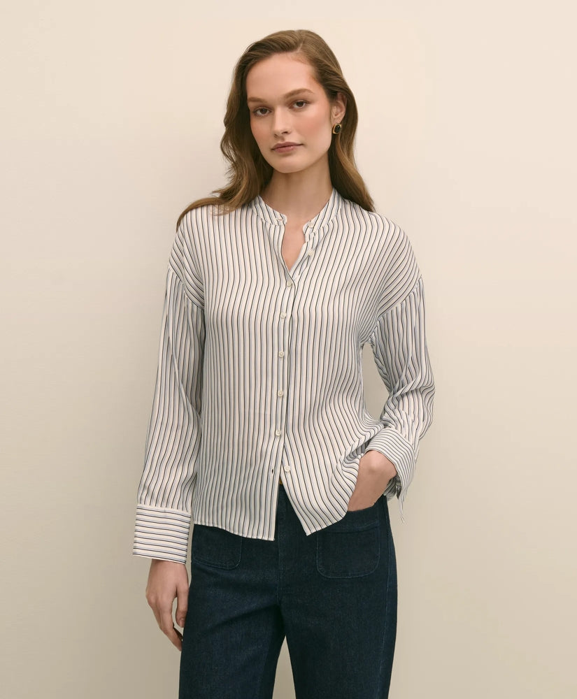 Sale Drapey Thin Stripe Shirt - Brooks Brothers
