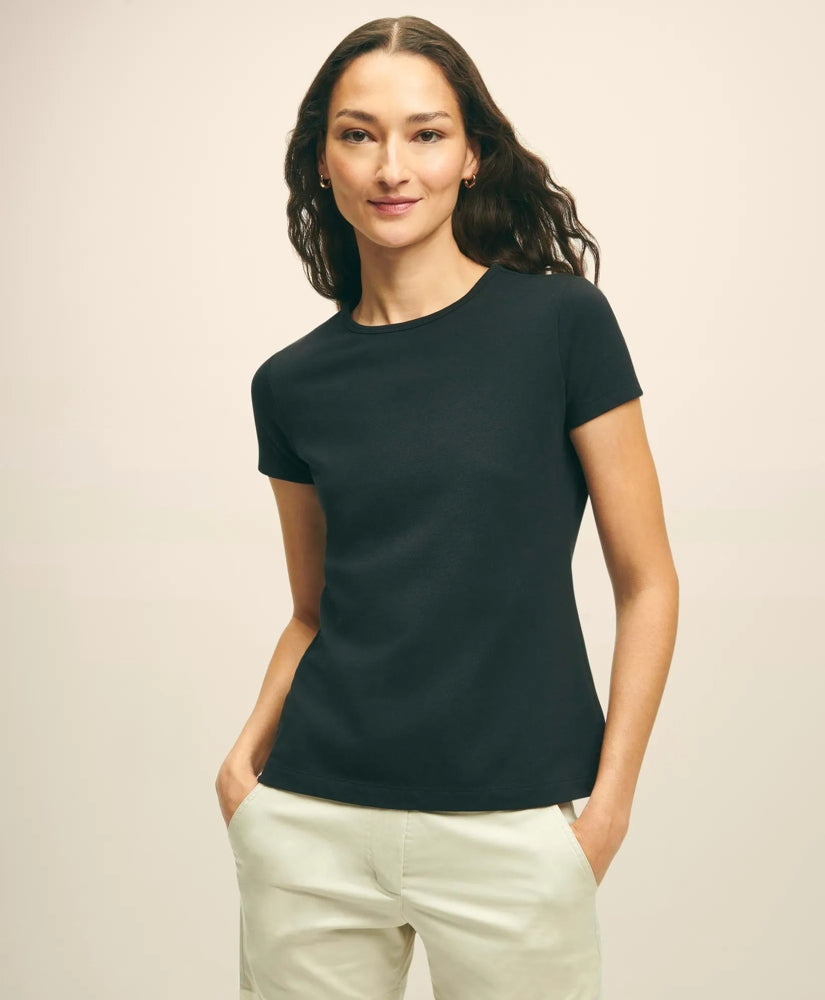 Women Elevated Cotton Modal Pique T-Shirt - Brooks Brothers On sale