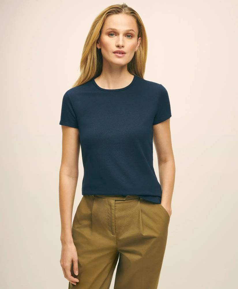 Women Elevated Cotton Modal Pique T-Shirt - Brooks Brothers On sale