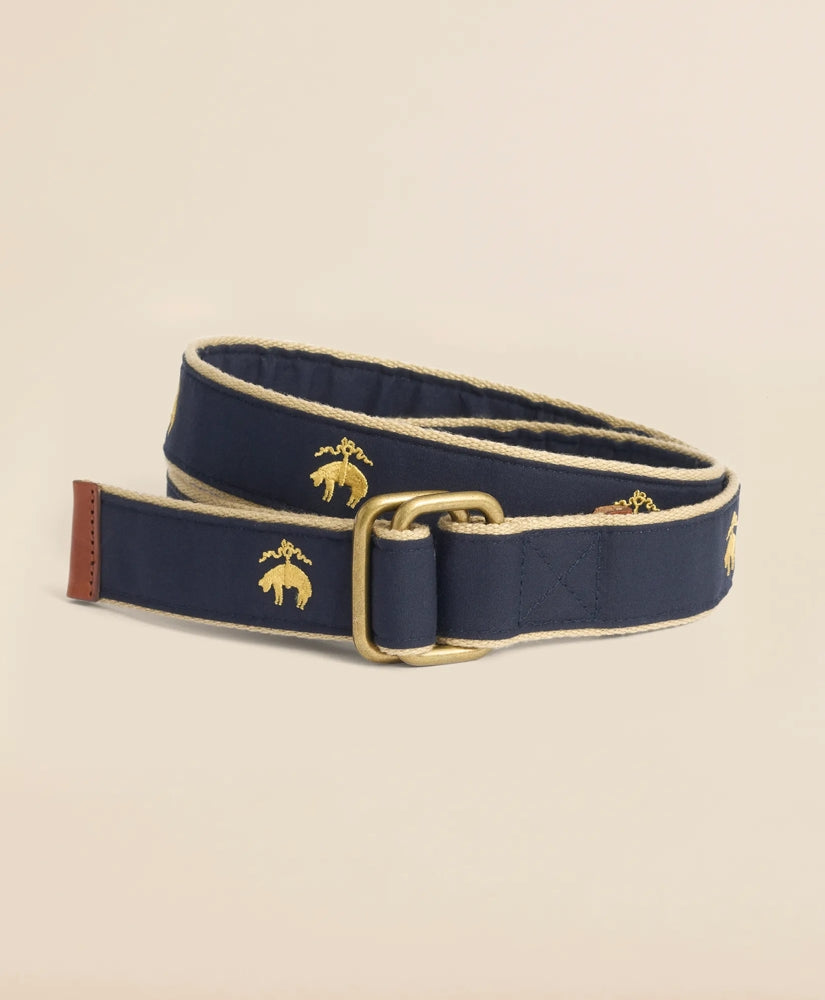 Men Embroidered Leather Tab D-Ring Belt - Brooks Brothers Near me