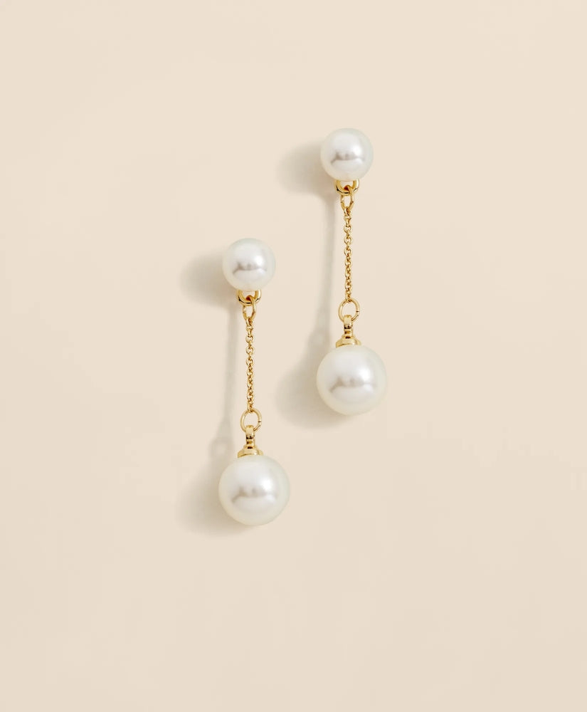 Women Faux-Pearl-Drop Fine-Chain Earrings - Brooks Brothers On sale