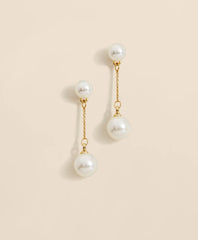 Women Faux-Pearl-Drop Fine-Chain Earrings - Brooks Brothers On sale