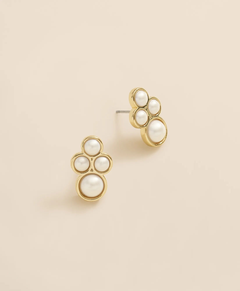 Women Faux-Pearl Gold-Plated Cluster Earrings - Brooks Brothers Online