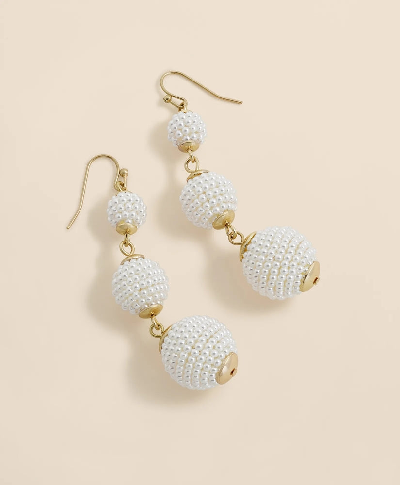 Women Faux-Pearl Sphere Linear Earrings - Brooks Brothers sale