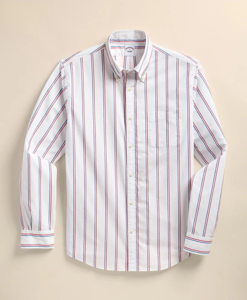 Men Friday Shirt, Poplin Ribbon Stripe - Brooks Brothers For sale