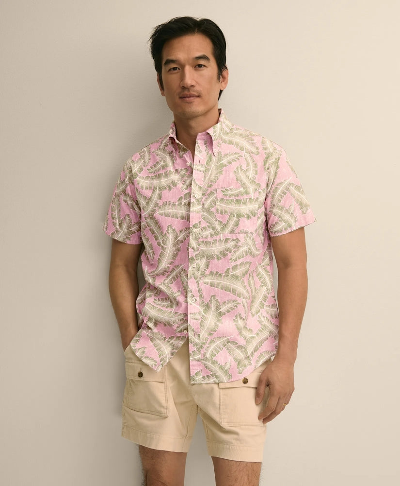 Shirts Friday Shirt, Short-Sleeve Poplin Palm Leaf - Brooks Brothers Discount