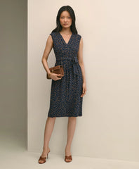 Sale Georgette Crepe Abstract Print Faux-Wrap Dress - Brooks Brothers