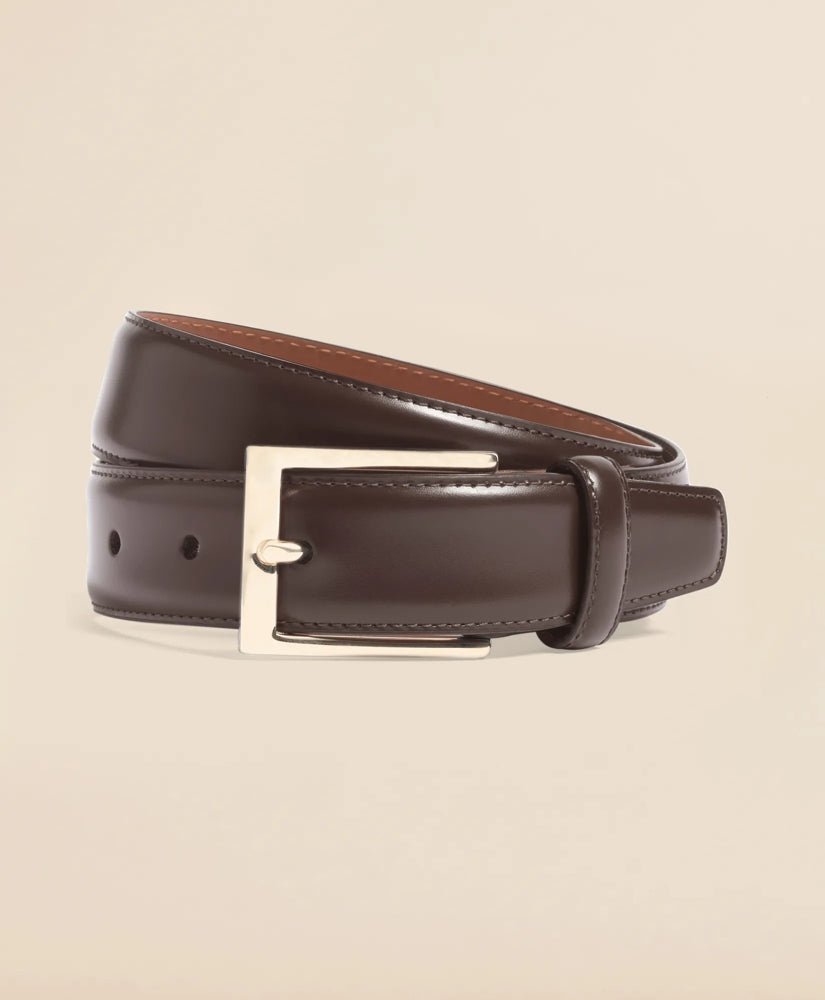 Men Gold Buckle Leather Dress Belt - Brooks Brothers sale