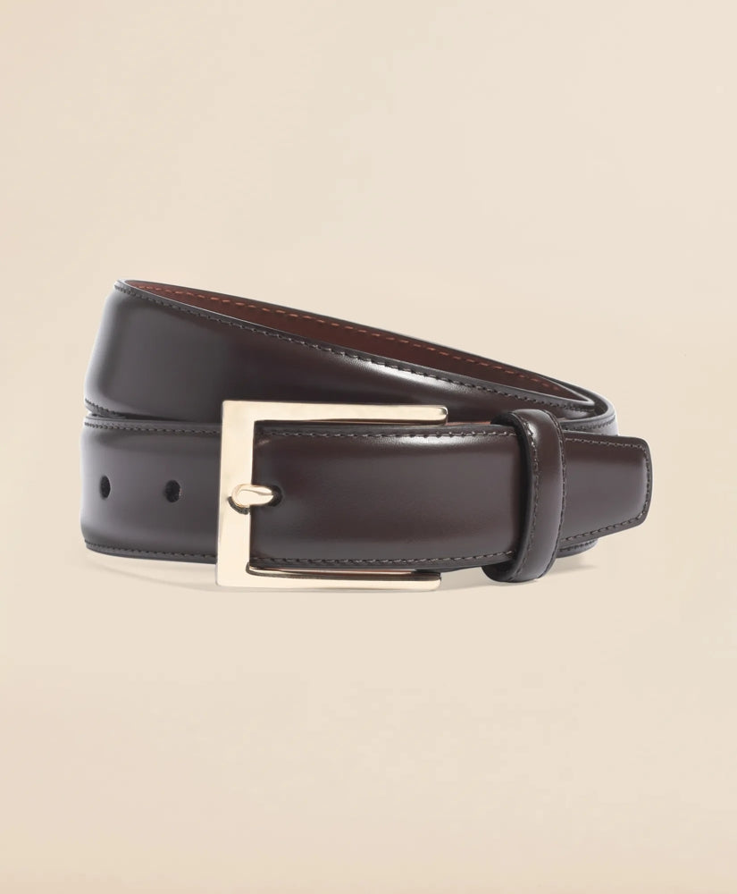 Men Gold Buckle Leather Dress Belt - Brooks Brothers sale