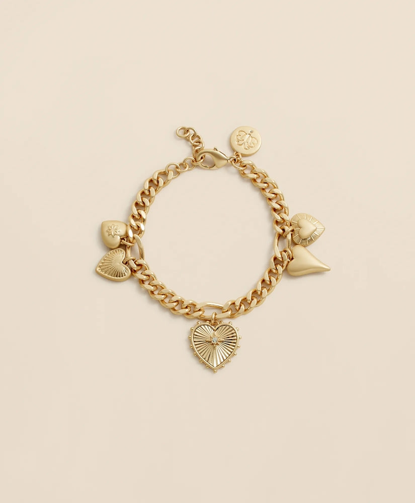 Women Gold-Toned Heart Charm Bracelet - Brooks Brothers Near me