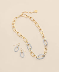 Women Gold-Tone Cubic Zirconia Link Necklace & Earrings Set - Brooks Brothers Gift
