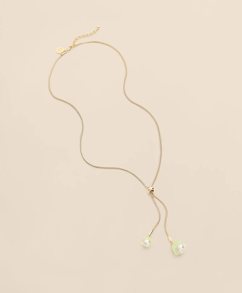 Women Gold-Tone Faux Pearl Lariat Necklace - Brooks Brothers Outlet