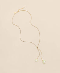 Women Gold-Tone Faux Pearl Lariat Necklace - Brooks Brothers Outlet