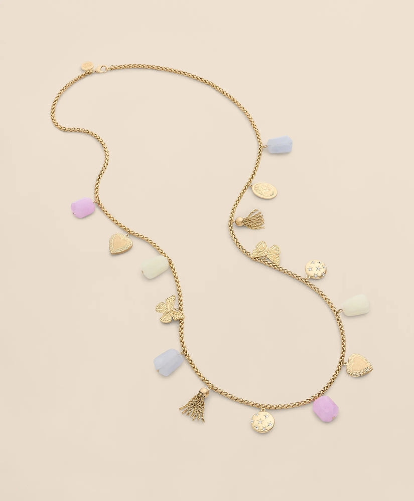 Women Gold-Tone Long Charm Necklace - Brooks Brothers Online