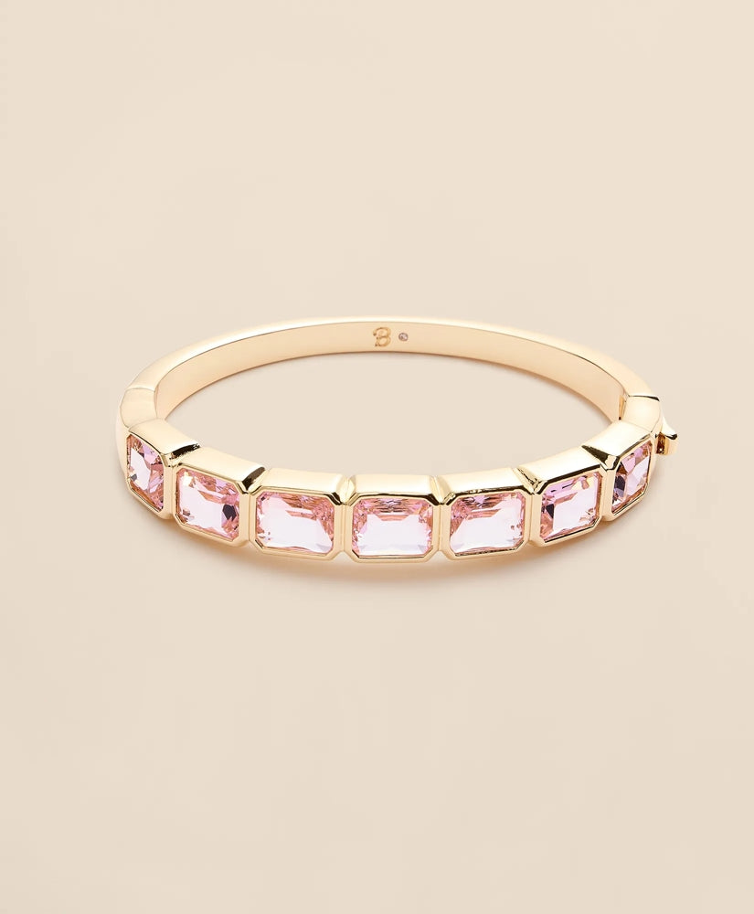 Women Gold-Tone Pink-Stone Bangle Bracelet - Brooks Brothers