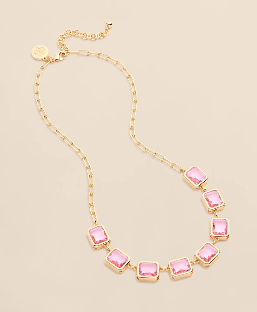 Women Gold-Tone Pink-Stone Collar Necklace - Brooks Brothers US