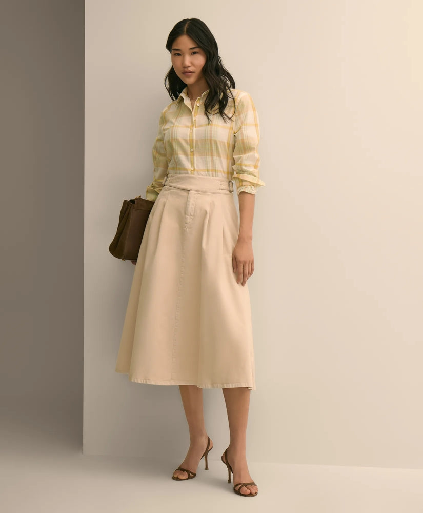 Women Gurkha Pleated Skirt in Cotton Blend - Brooks Brothers On sale