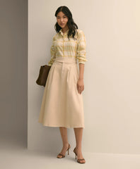 Women Gurkha Pleated Skirt in Cotton Blend - Brooks Brothers On sale